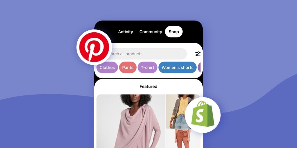 Pinterest Shop Tab on purple background