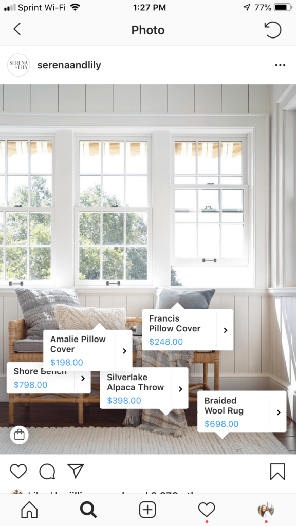 Screenshot of Instagram Shopable Post with product tags