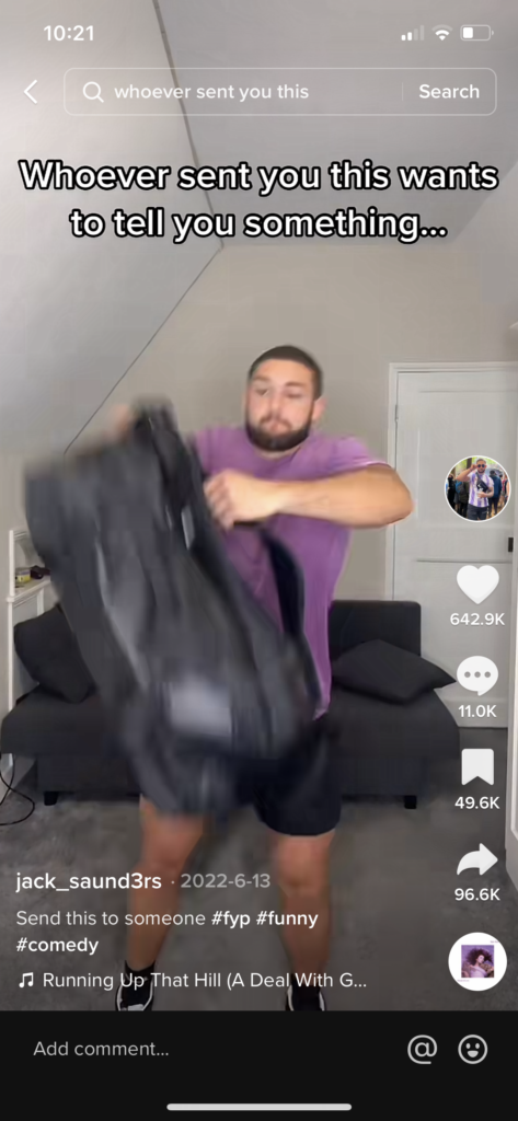 Screenshot of a tiktok video post.