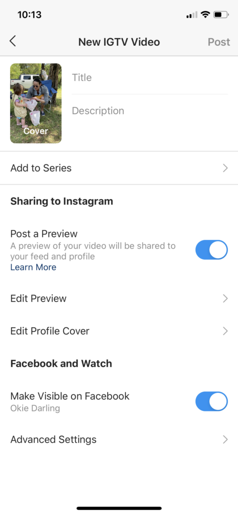 create new IGTV video