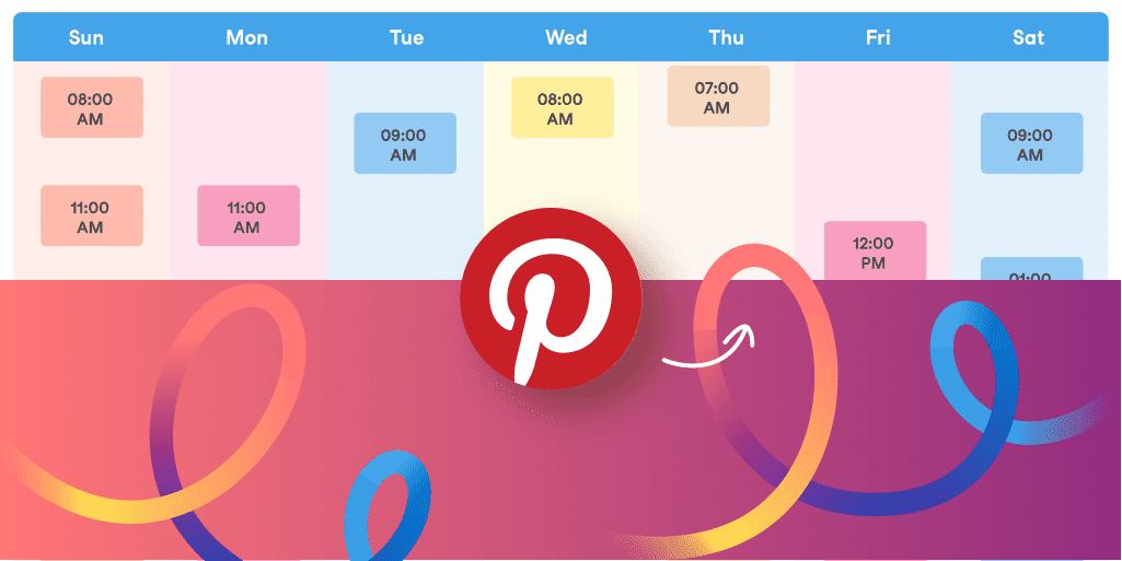 Image of a calendar with color-coded time blocks with the Pinterest logo.