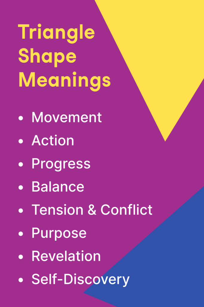 List of what using triangle shapes in your visual design communicates to your viewers.