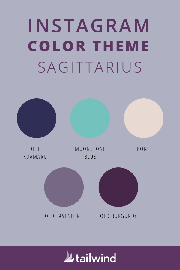 Sagittarius Instagram color scheme with examples of each color mentioned.